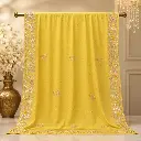 Bright Yellow Saree with Silver Floral Embroidery, Orange Accents and Ornate Border