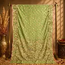 Pistachio Green Banarasi Saree with Gold Floral Weave and Ornate Border