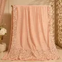 Elegant Peach Saree with Floral Embroidered Border for Women, Festive Party Wear Elegance Designs