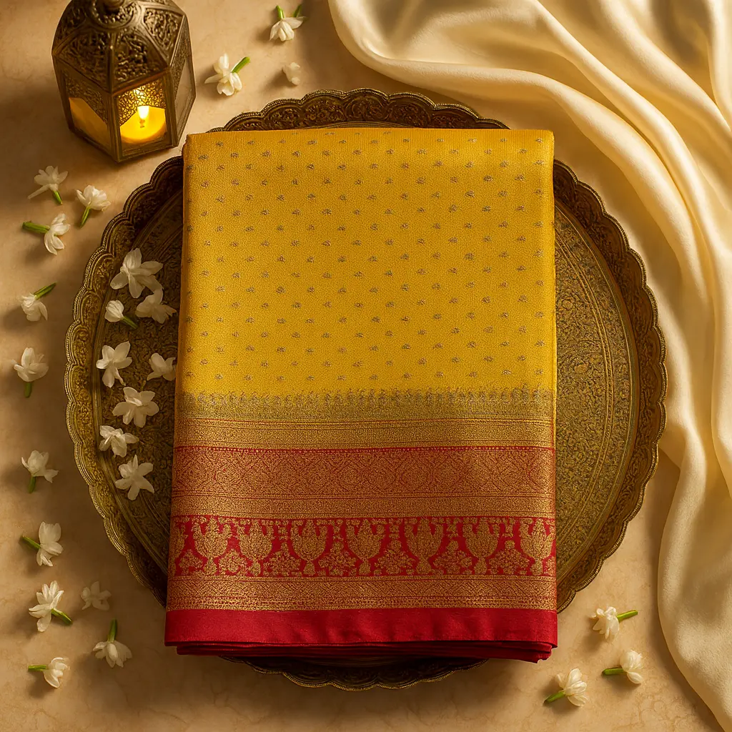 Radiant Yellow Festive Designer Saree with Ornate Zari Border