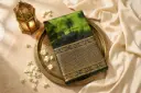Olive Green and Black Tie-Dye Silk Saree with Zari