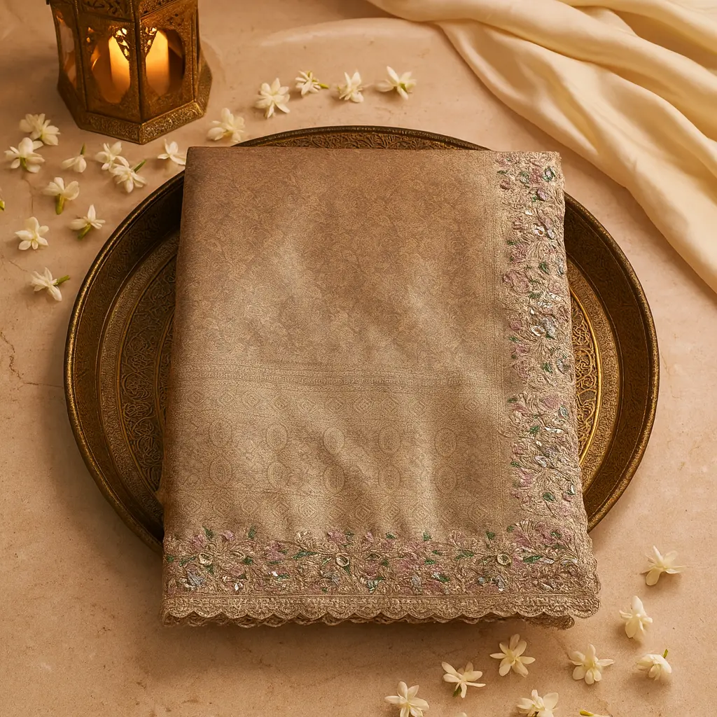 Exquisite Gold Zari Designer Saree with Elephant Motif Embroidery