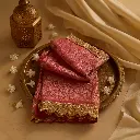 Elegant Magenta Banarasi Silk Saree with Scalloped Embroidered Border