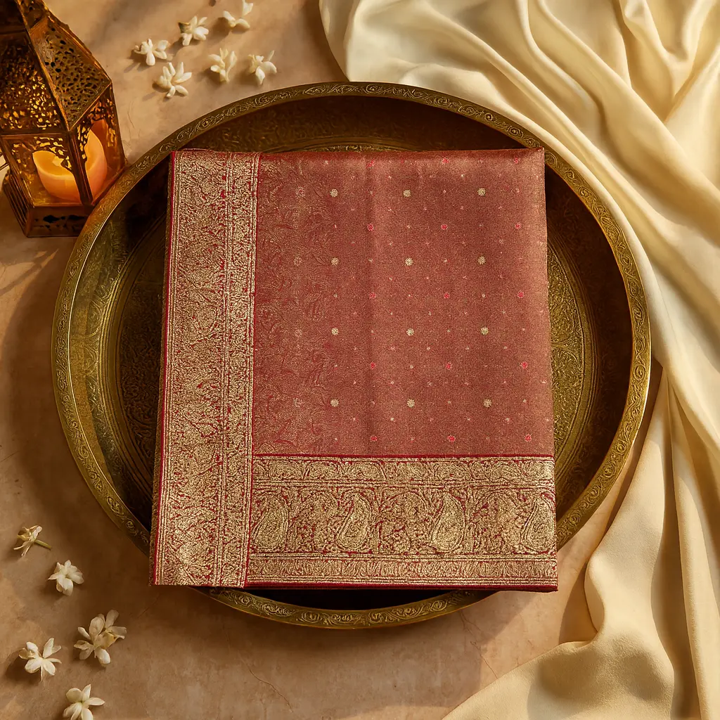 Elegant Maroon Banarasi Silk Saree with Intricate Zari Work