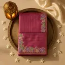 Elegant Maroon Floral Embroidered Designer Saree