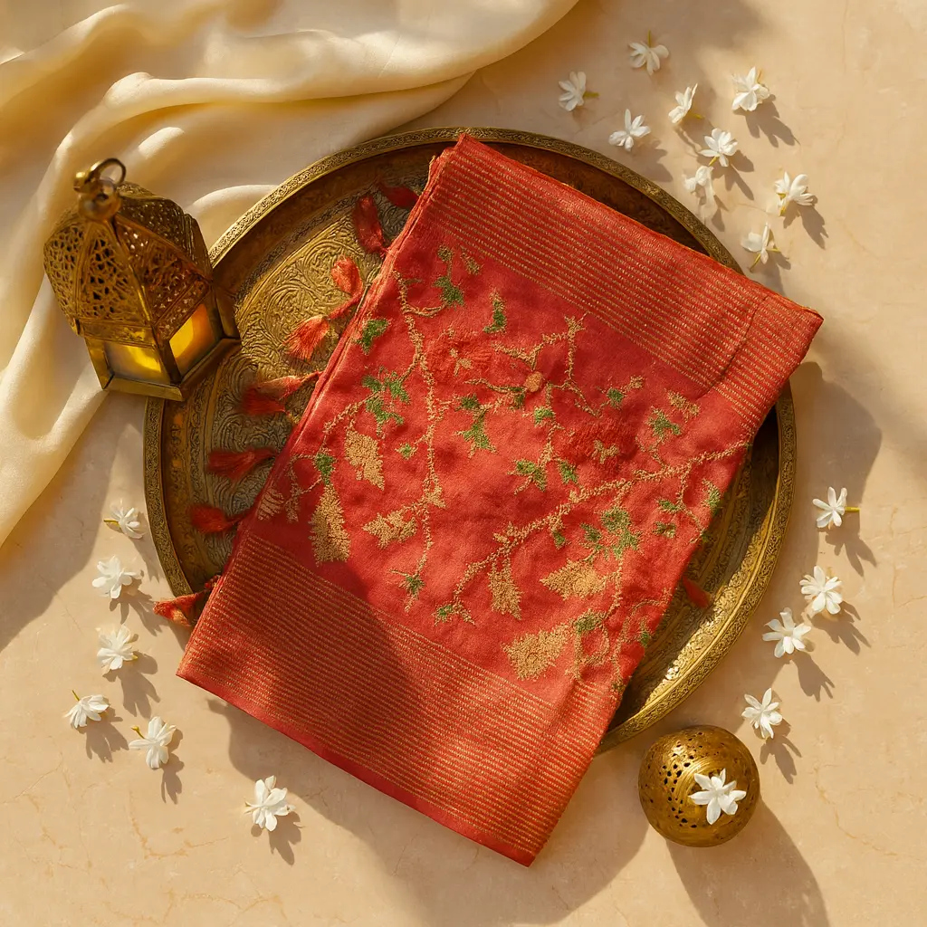 Elegant Maroon Silk Saree with Traditional Peacock Motif Embroidery