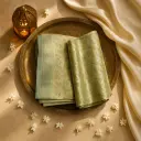 Elegant Sage Green Floral Weave Silk Party Saree 