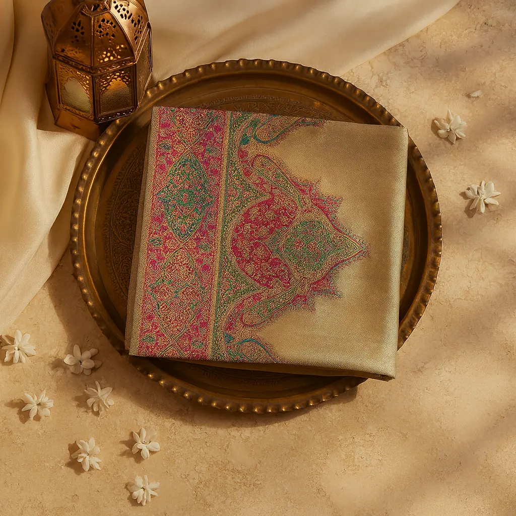 Elegant Gold and Pink Embroidered Festive Silk Saree