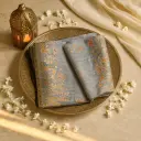Elegant Grey Hand-Embroidered Silk Saree with Intricate Zari Border