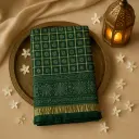 Emerald Green Gaji Silk Bandhani Saree with Zari Checkers