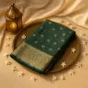 Olive Green Raw Silk Bandhani Saree with Zari Border