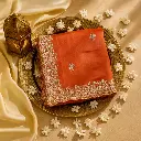Elegant Burnt Orange Embellished Designer Saree for Festive Wear