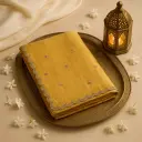 Elegant Gold Tissue Saree with Scalloped Sequin Border