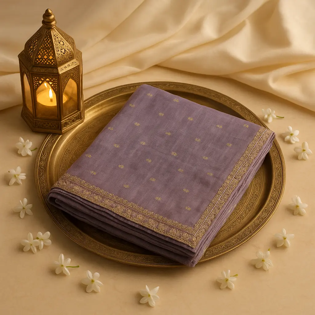 Exquisite Lavender Hand-Embellished Designer Saree with Ornate Border