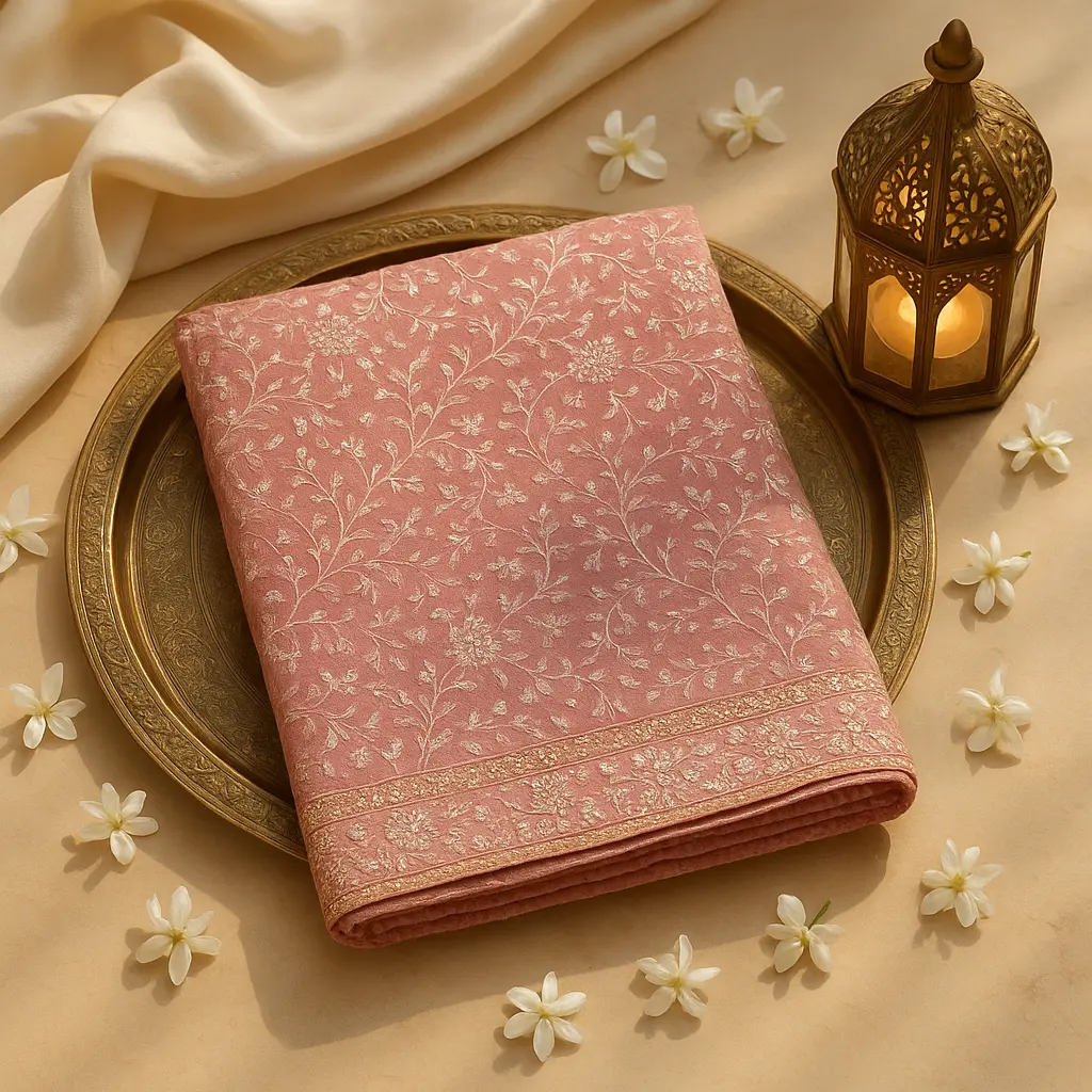 Elegant Peach Embellished Designer Saree with Mirror Work Border
