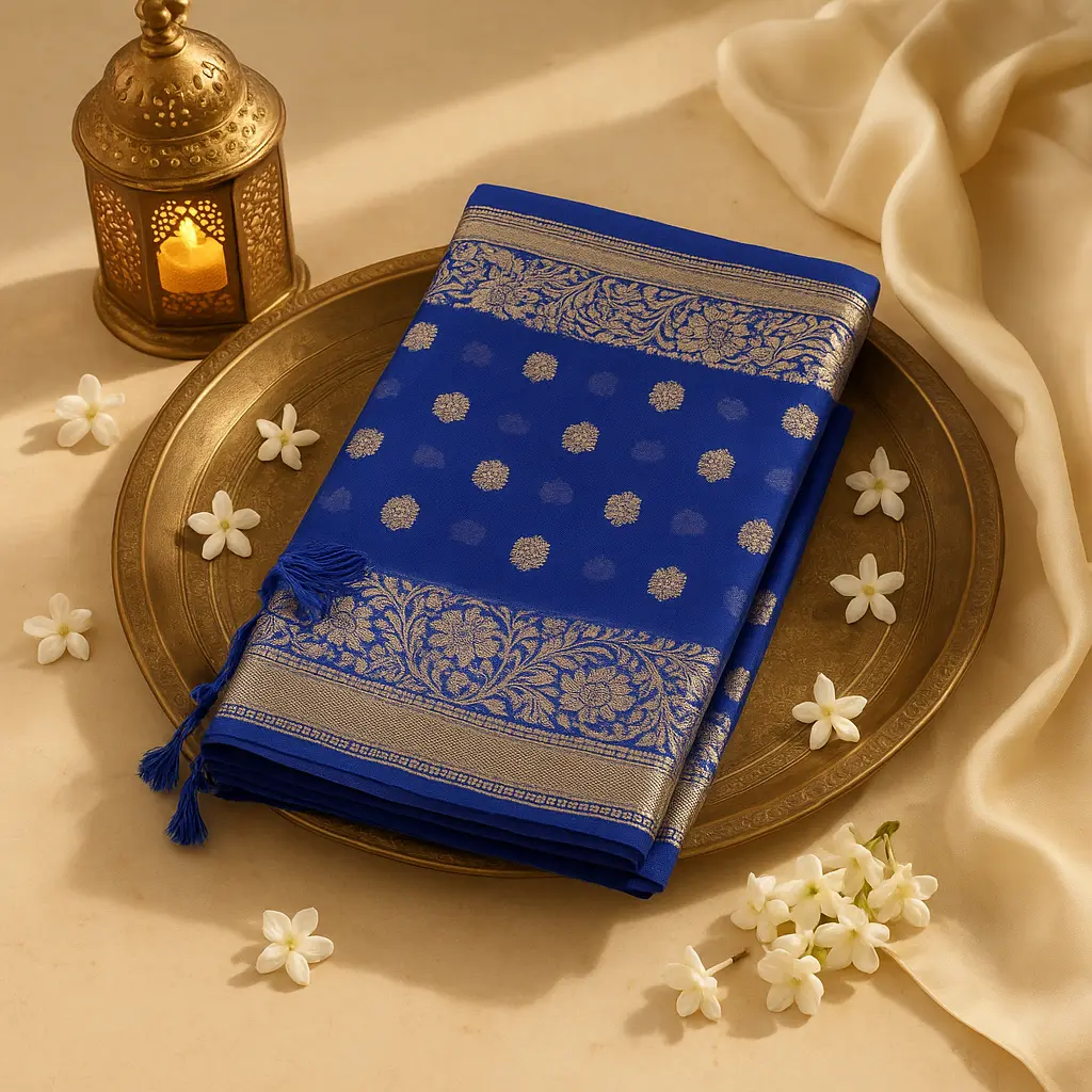 Royal Blue Zari Woven Designer Banarasi Saree