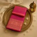 Luxury Pink Silk Saree with Exquisite Traditional Zari Border