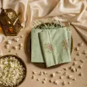 Elegant Mint Green Embroidered Saree with Bird Motif