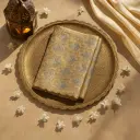 Elegant Golden Tissue Saree with Silver Zari Leaf Motifs