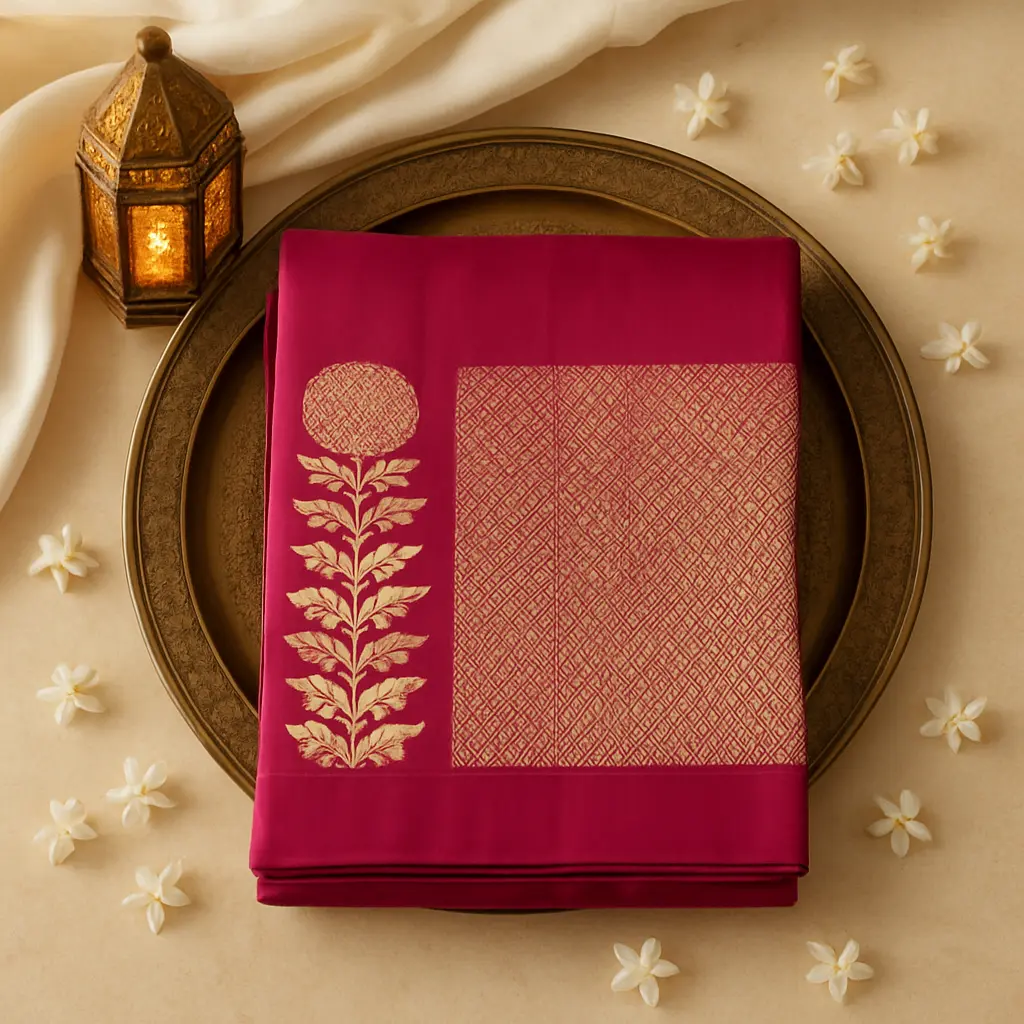 Exquisite Hot Pink Handwoven Silk Saree with Traditional Zari Motifs