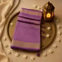 Elegant Purple Striped Silk Saree with Traditional Zari Border