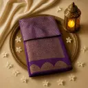 Elegant Purple Striped Silk Saree with Traditional Zari Border