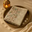 Geometric Pattern Saree with Elegant Floral Cutwork Lace Border 