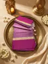 Magenta Wine Handwoven Raw Silk Saree with Zari Border