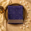Elegant Royal Blue Silk Saree With Golden Zari Border 