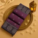 Elegant Purple Striped Saree with Traditional Silver Zari Border