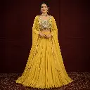 Women's Mustard Yellow Mirror Work Lehenga Choli with Dupatta