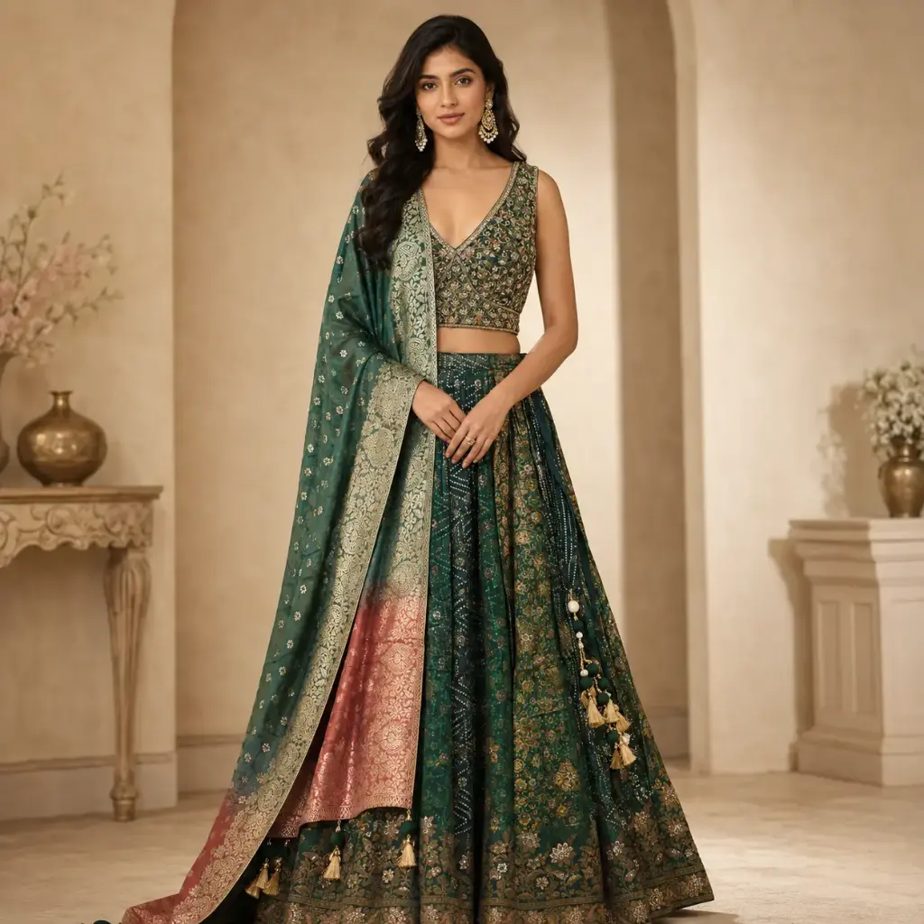 Women's Silver Grey Embroidered Lehenga Choli with Dupatta for Wedding, Sangeet and Festive Wear Set