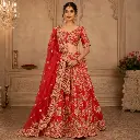 Women's Red Bridal Lehenga Choli Set with Heavy Gold Embroidery, Designer Blouse and Dupatta