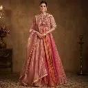 Women's Dusty Rose Embroidered Lehenga Choli with Cape Dupatta