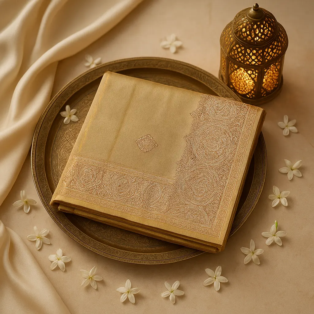 Exquisite Gold Zari Embellished Luxury Designer Silk Saree