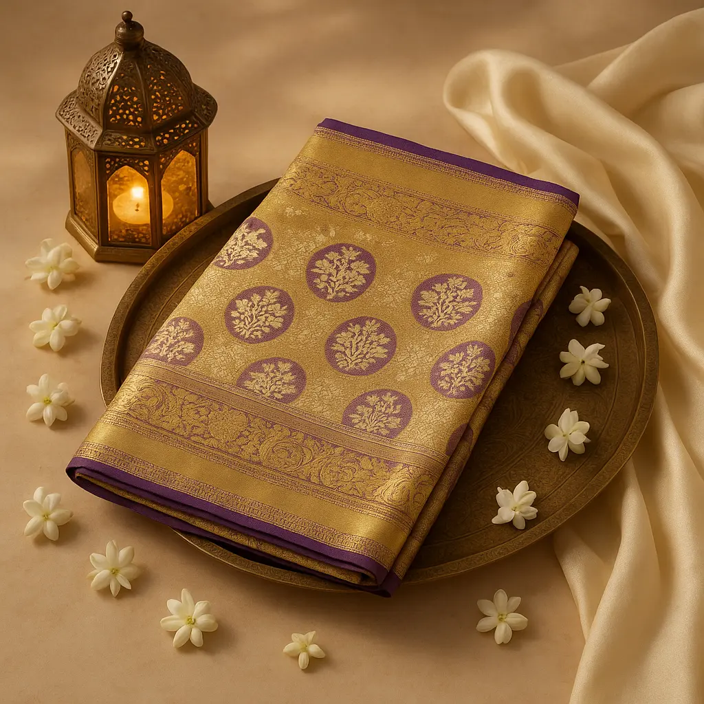 Elegant Royal Purple Zari Woven Silk Saree