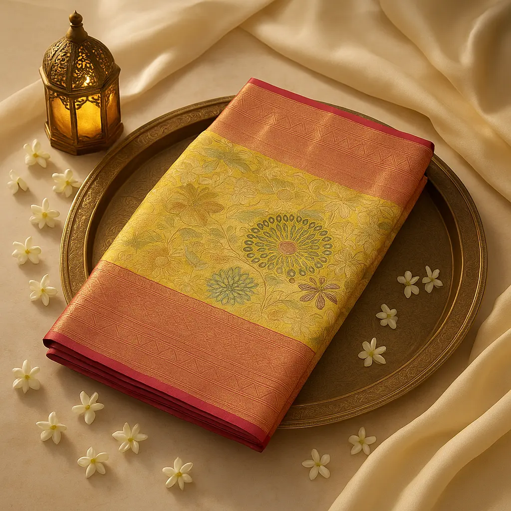 Exquisite Peacock Motif Silk Saree with Rich Zari Border