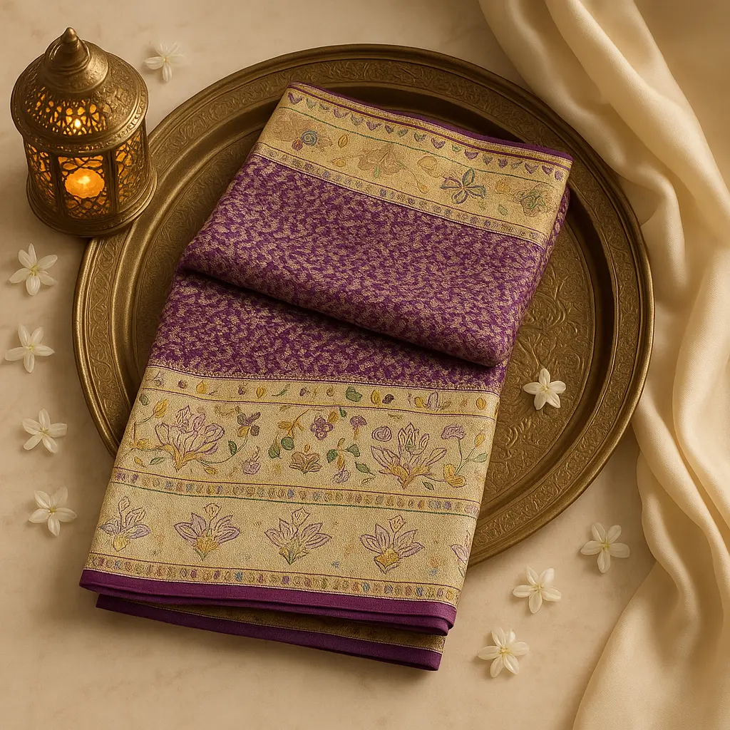 Exquisite Purple Banarasi Silk Saree with Traditional Peacock Motifs