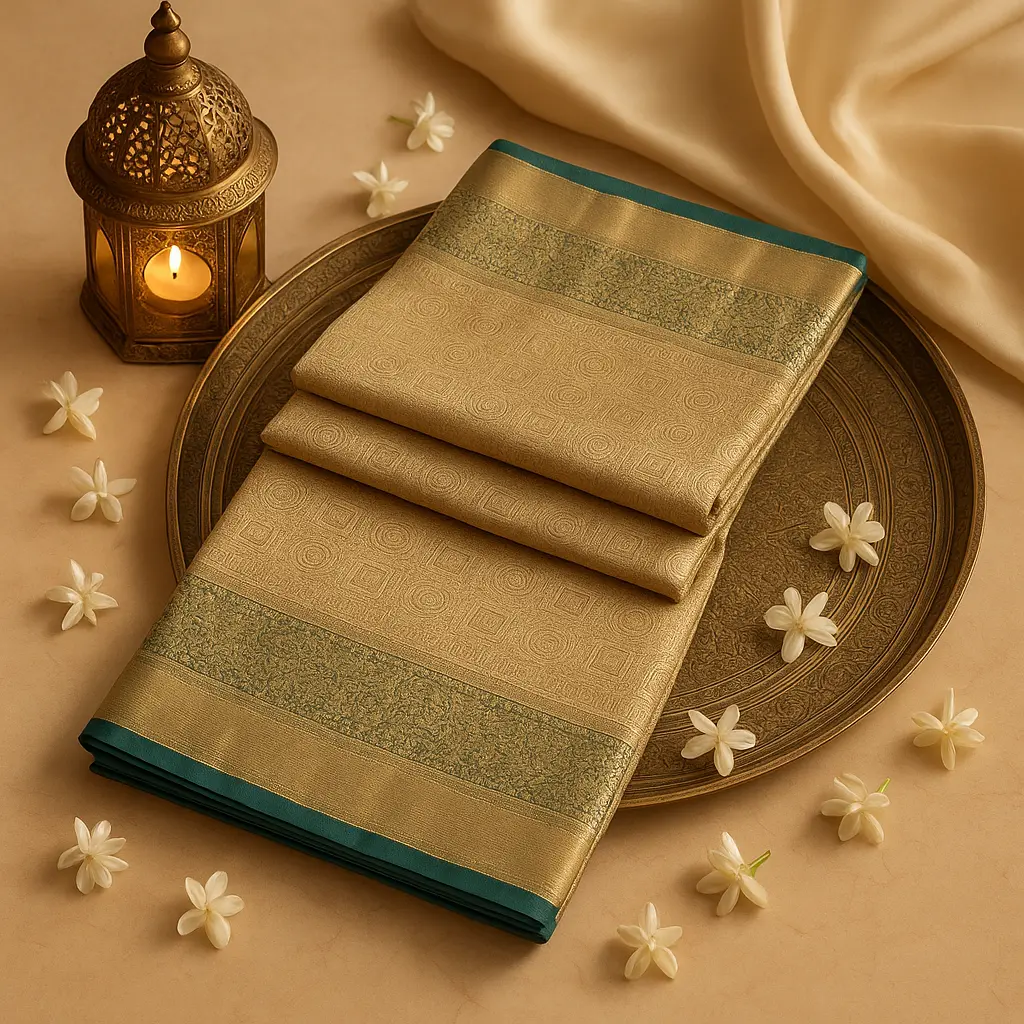 Elegant Green and Gold Traditional Silk Designer Saree