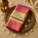 Elegant Off-White and Pink Traditional Kanjeevaram Silk Saree 
