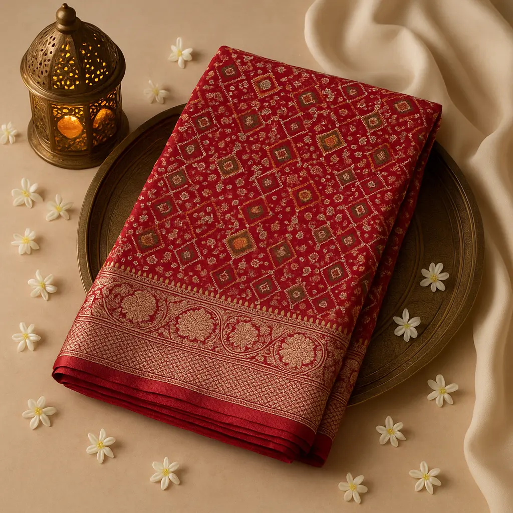 Exquisite Red Silk Banarasi Saree with Intricate Patola Pattern
