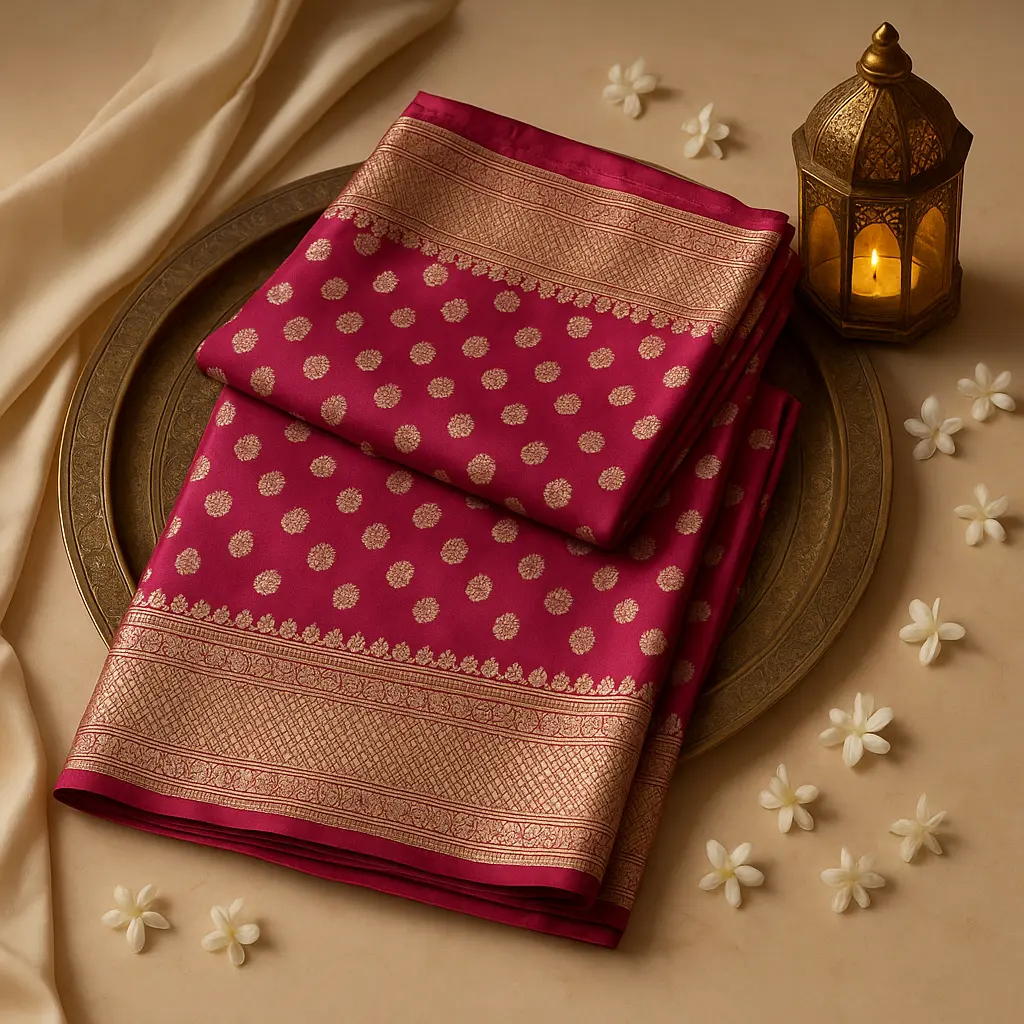 Elegant Magenta Banarasi Silk Saree with Traditional Zari Border