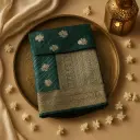 Elegant Emerald Green Zari Work Designer Silk Saree 