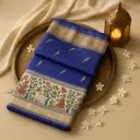 Royal Blue Silk Saree with Traditional Handcrafted Motif Border