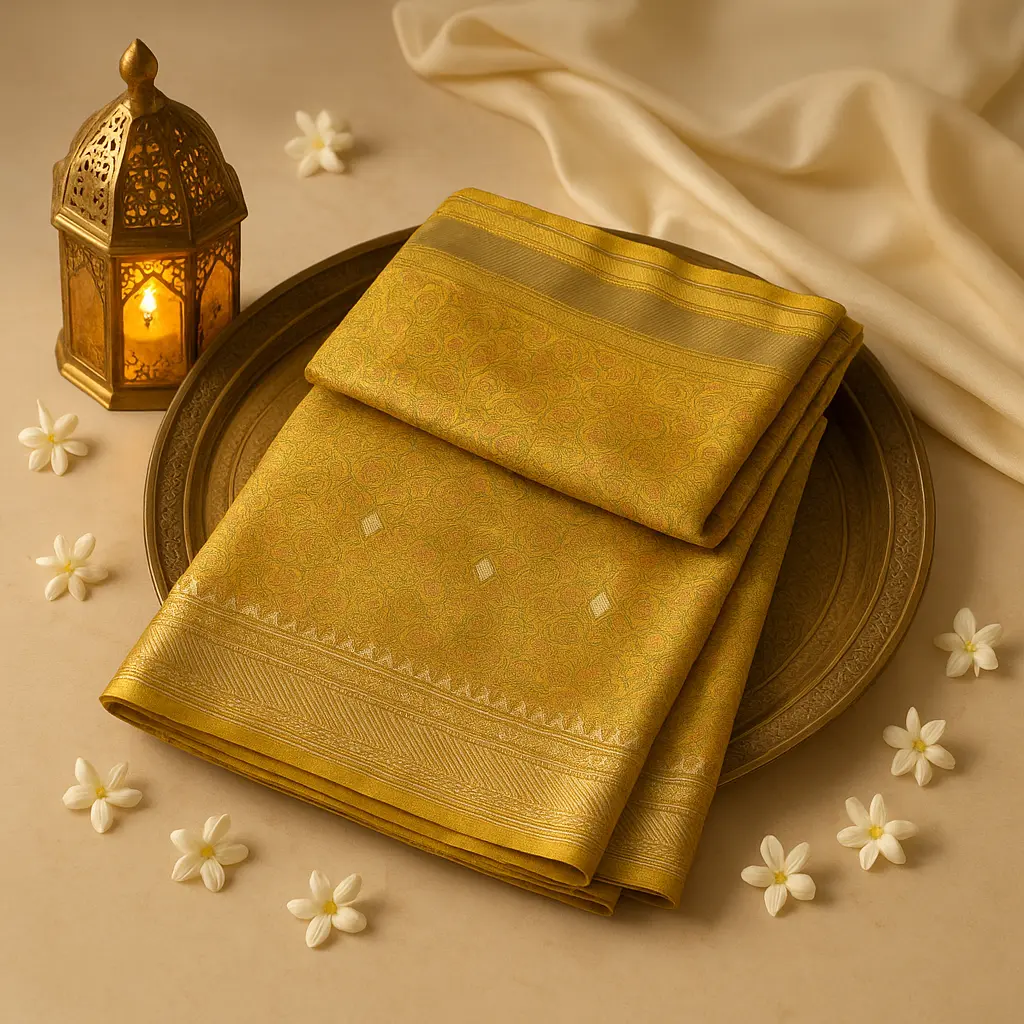 Exquisite Mustard Yellow Handwoven Silk Saree with Traditional Motifs