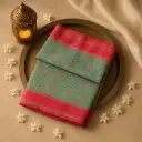 Exquisite Teal and Magenta Traditional Silk Woven Designer Saree