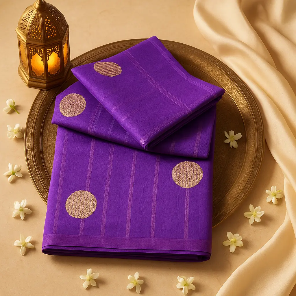 Royal Purple Silk Saree with Elegant Zari Stripes