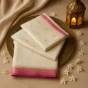 Elegant Off-White Silk Saree with Vibrant Magenta Zari Border