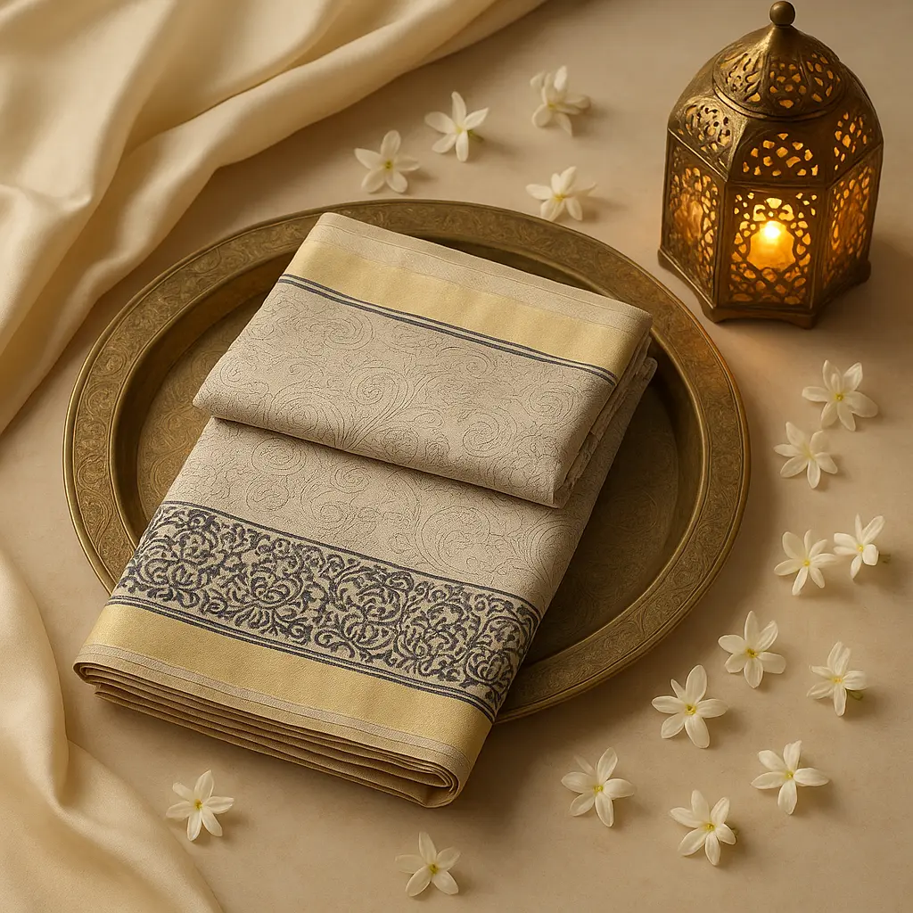 Elegant Beige Kantha Embroidery Silk Saree with Zari Border 