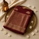 Elegant Maroon Silk Blend Saree with Traditional Zari Border